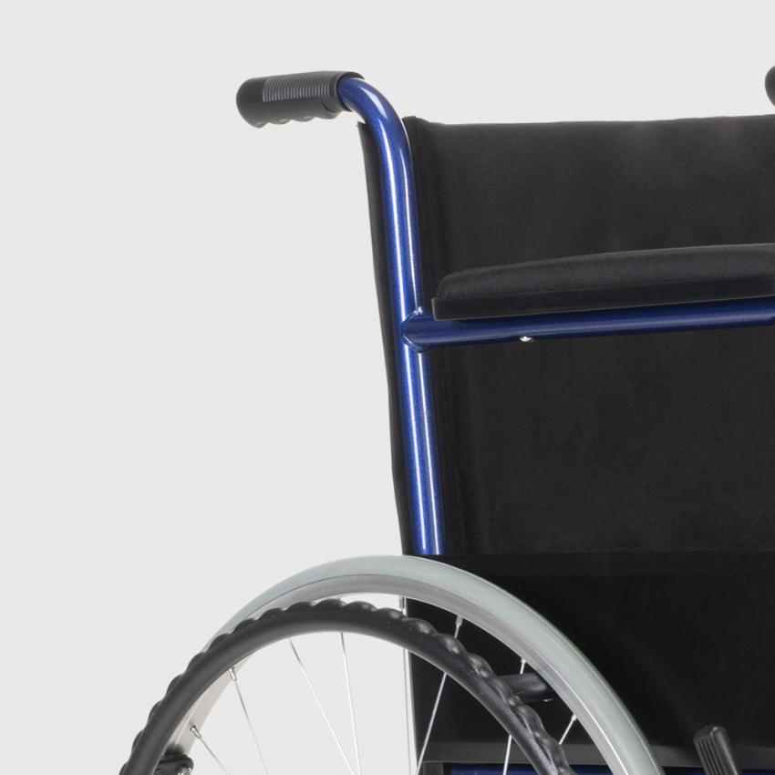 SEDIA A ROTELLE / CARROZZINA PIEGHEVOLE AUTOSPINTA BASIC 46cm - disabili e  anziani - braccioli e poggiapiedi fissi