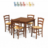 Set 4 sedie e tavolo da interno cucina e bar quadrato 80x80 legno Rusty Saldi