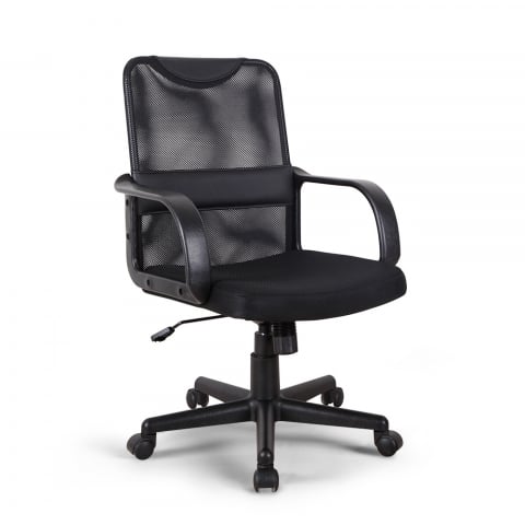 Chaise de bureau Fauteuil ergonomique respirant en simili cuir et tissu Losail Promotion