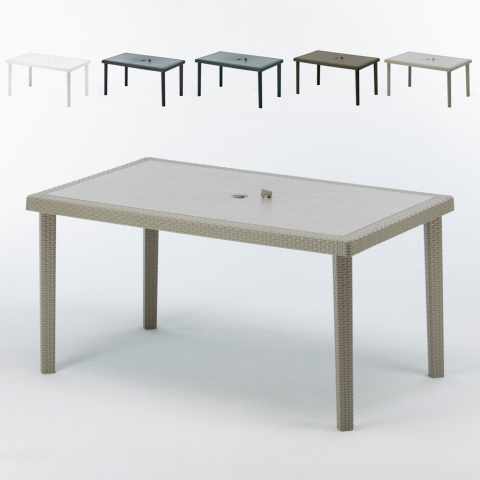 Table en Polyrotin rectangulaire 150x90 pour Jardin terrasse bar restaurant Grand Soleil Boheme Promotion