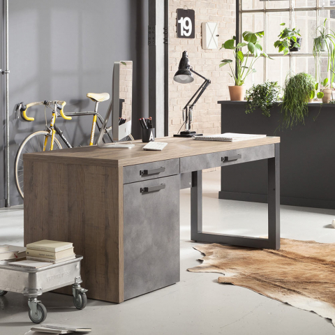  Logan Büro- und Arbeitstisch aus Holz 170x69cm mit Schubladen Design Aktion