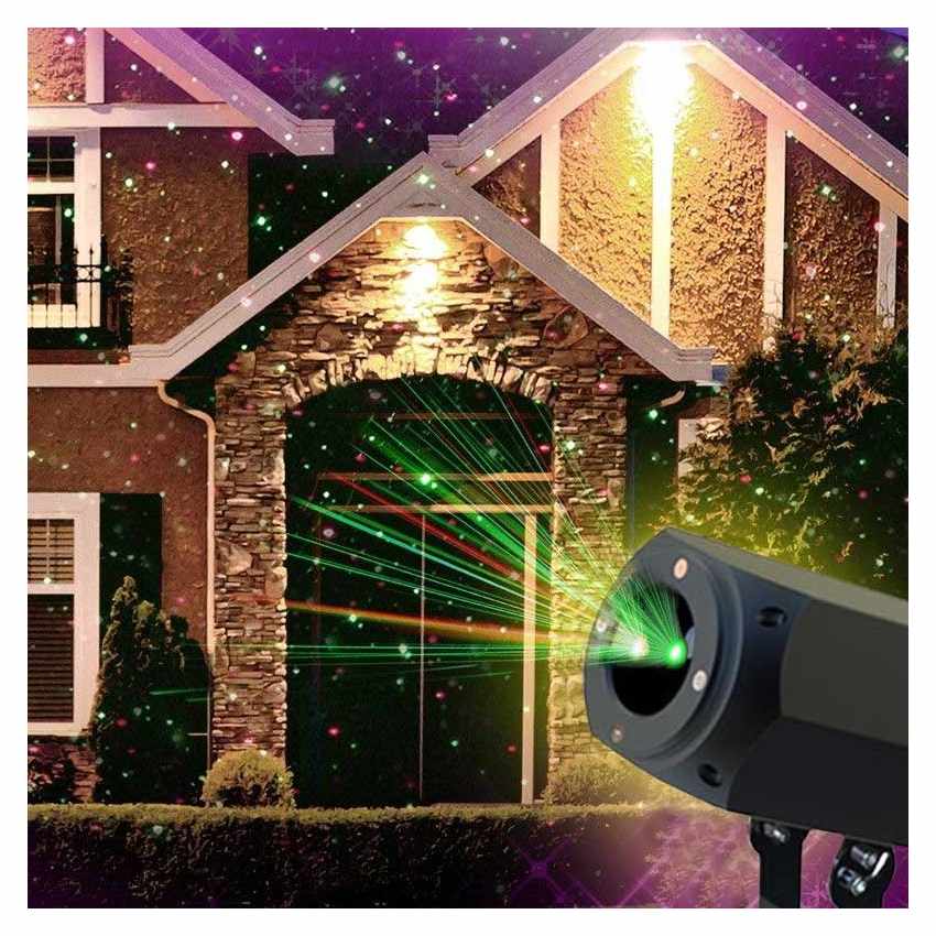 Projecteur Led Laser façade Christmas panneau solaire et télécommande