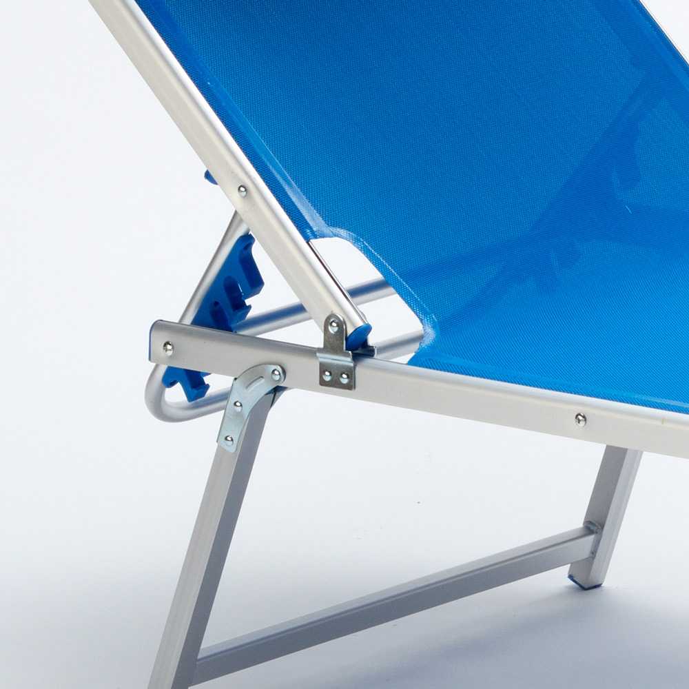 Set Of 2 NETTUNO Aluminium Sun Loungers With Sunshade For Garden Patio Pool