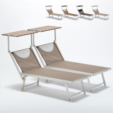 2er Set Liegestühle Strandliegen Sonnenliegen aus Aluminium für den Strand Santorini Limited Edition Aktion
