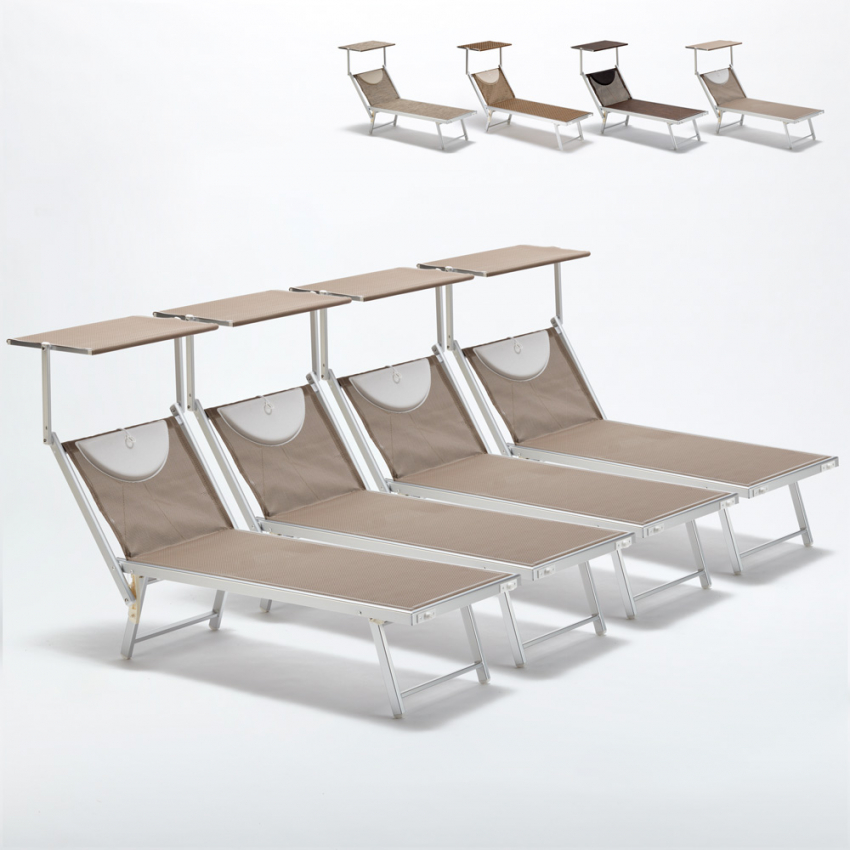 4 Lettini spiaggia mare prendisole in alluminio Santorini Limited Edition Modello