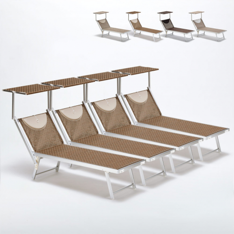 4 transats de plage bains de soleil en aluminium Santorini Limited Edition Promotion