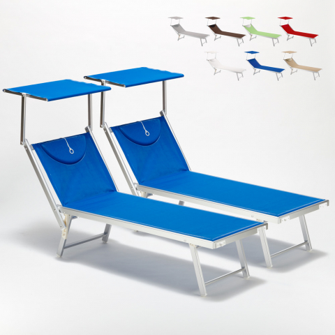 2er Set Liegestühle Strandliegen Sonnenliegen aus Aluminum Santorini Aktion