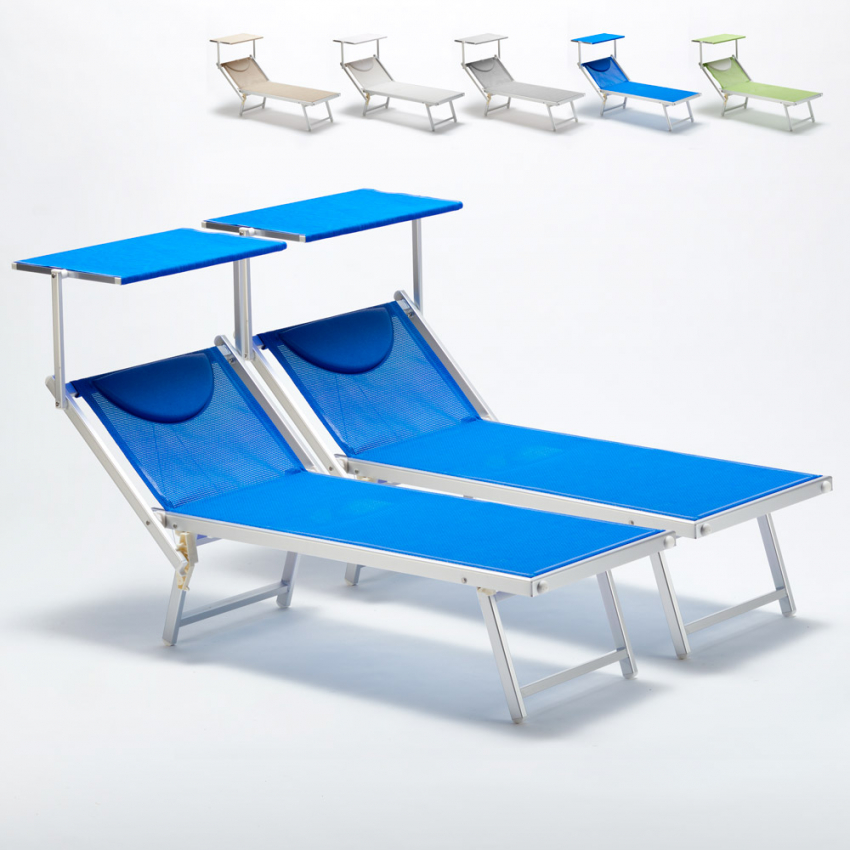 2er Set Sonnenliegen aus Aluminium Professionell für Strand und Meer Italia Aktion