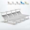 4er Set Sonnenliegen Luxus Italienischen Strandliegen mit Dach Italia 