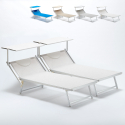2 Lettini spiaggia mare professionali in alluminio Xl Grande Italia Promozione