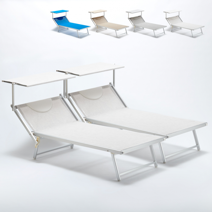 2 Lettini spiaggia mare professionali in alluminio Xl Grande Italia Promozione 2 Lettini spiaggia mare professionali in alluminio Xl Grande Italia Promozione