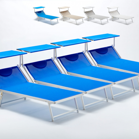 4 Bains de soleil de plage transats professionnels aluminium GRANDE Italia XL Promotion