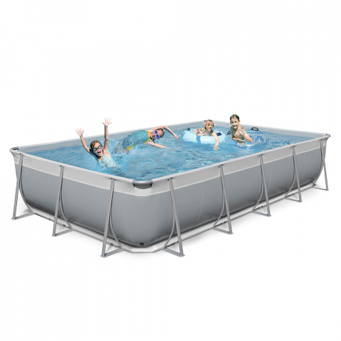 New Plast rechteckiger oberirdischer Pool 650x265 H125 komplett grau weiß Futura 650