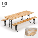 10 Set birreria tavolo panche legno feste sagre 220x80 stock Vendita