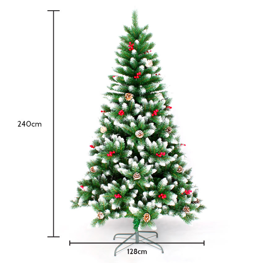 Oslo albero di Natale alto 240cm extra folto artificiale neve e decorazioni