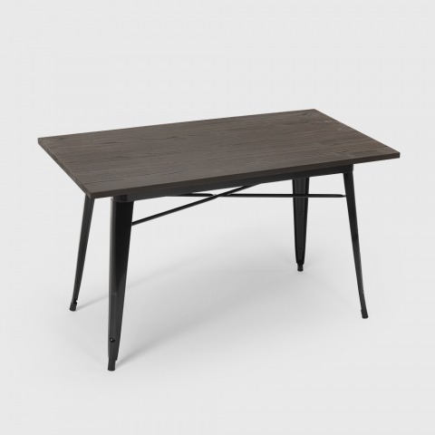 tavolo da pranzo 120x60 design industriale metallo legno rettangolare caupona Promozione