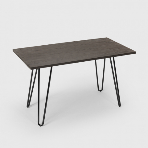 Table à manger industrielle 120x60 design tolix métal bois rectangulaire Prandium Promotion