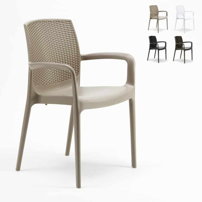 18 Sedie Boheme Grand Soleil per giardino poly rattan con braccioli Bar Ristorante Modello 18 Sedie Boheme Grand Soleil per giardino poly rattan con braccioli Bar Ristorante Modello
