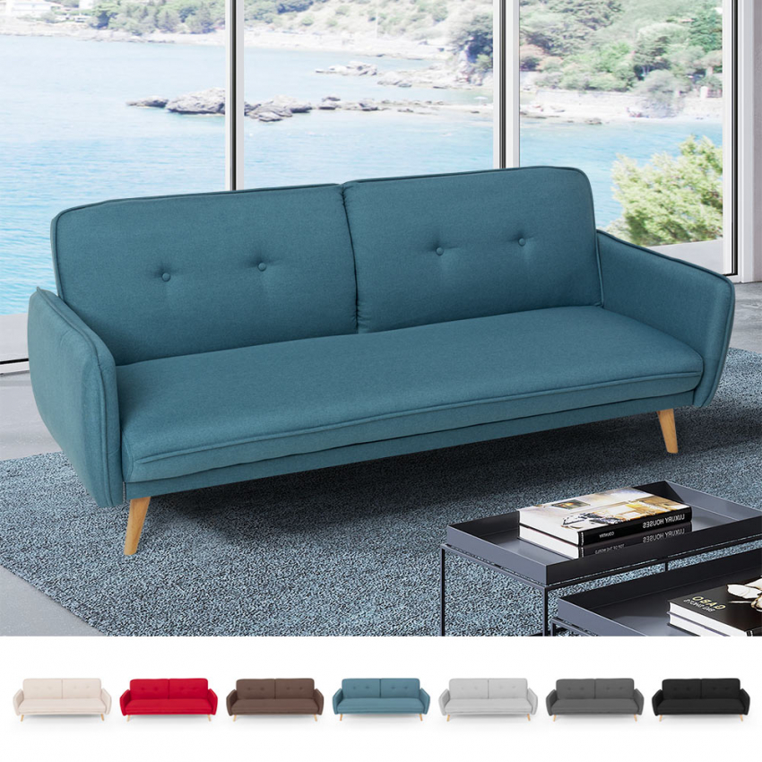Canapé convertible 3 places clic clac design nordique en tissu Merida Promotion Canapé convertible 3 places clic clac design nordique en tissu Merida Promotion