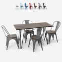 set tavolo rettangolare 120x60 con 4 sedie acciaio legno design industriale roger Vendita
