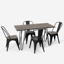 set tavolo rettangolare 120x60 con 4 sedie acciaio legno design industriale roger 