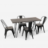 set tavolo rettangolare 120x60 con 4 sedie acciaio legno design industriale roger 