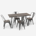 set tavolo rettangolare 120x60 con 4 sedie acciaio legno design industriale roger Misure