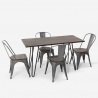 set tavolo rettangolare 120x60 con 4 sedie acciaio legno design Lix industriale roger Misure