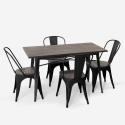 set tavolo rettangolare 120x60 con 4 sedie acciaio legno design industriale ralph Costo