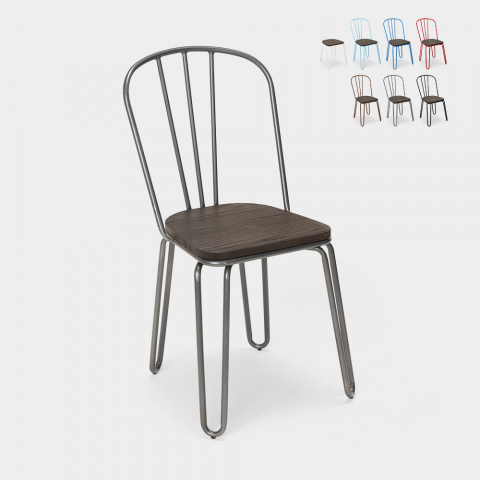 Chaise industrielle en acier style Tolix pour bar et cuisine design Ferrum Promotion