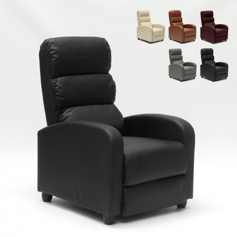 Fauteuil relax inclinable avec repose-pieds en similicuir Alice Promotion