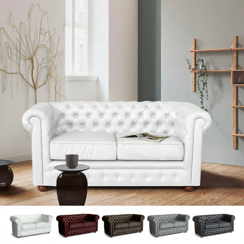 Canapé 2 places en similicuir Capitonné Design Chesterfield Dimensions Canapé 2 places en similicuir Capitonné Design Chesterfield Dimensions