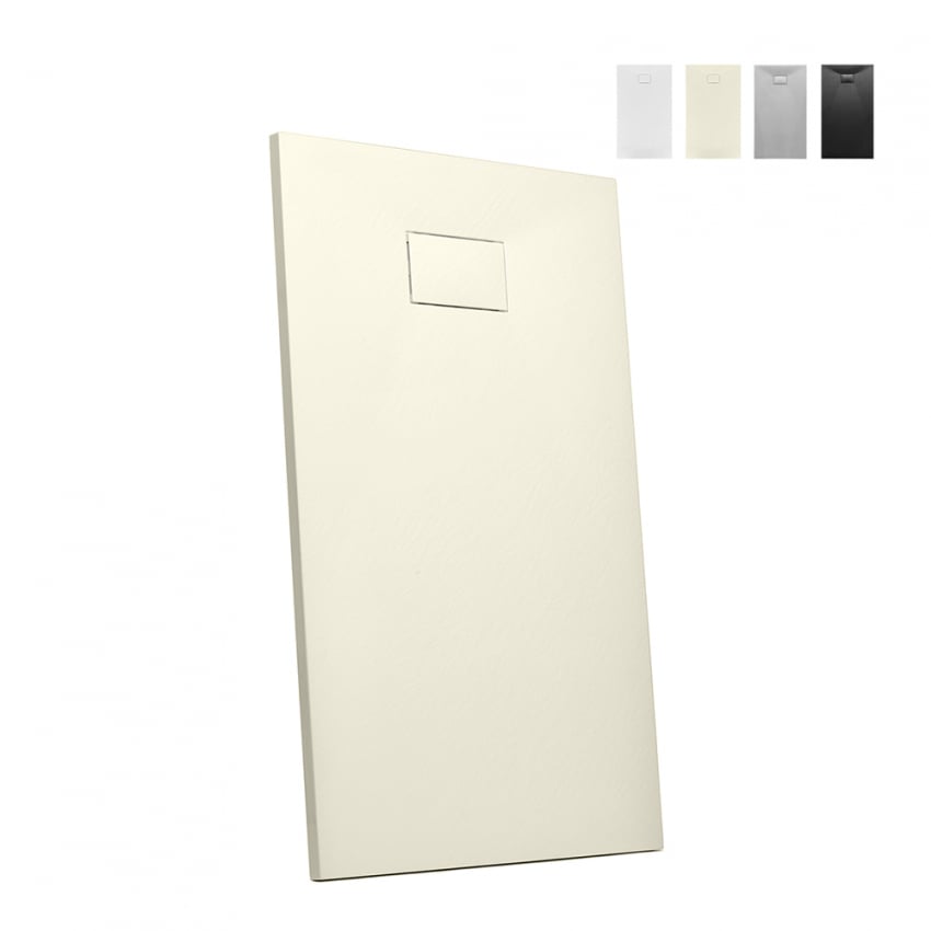 Piatto doccia in resina filo pavimento rettangolare 140x90 design moderno Stone Stock Piatto doccia in resina filo pavimento rettangolare 140x90 design moderno Stone Stock