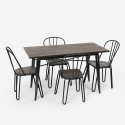 set tavolo rettangolare 120x60 con 4 sedie acciaio legno industriale design otis 