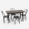 set tavolo rettangolare 120x60 con 4 sedie acciaio legno industriale design otis 