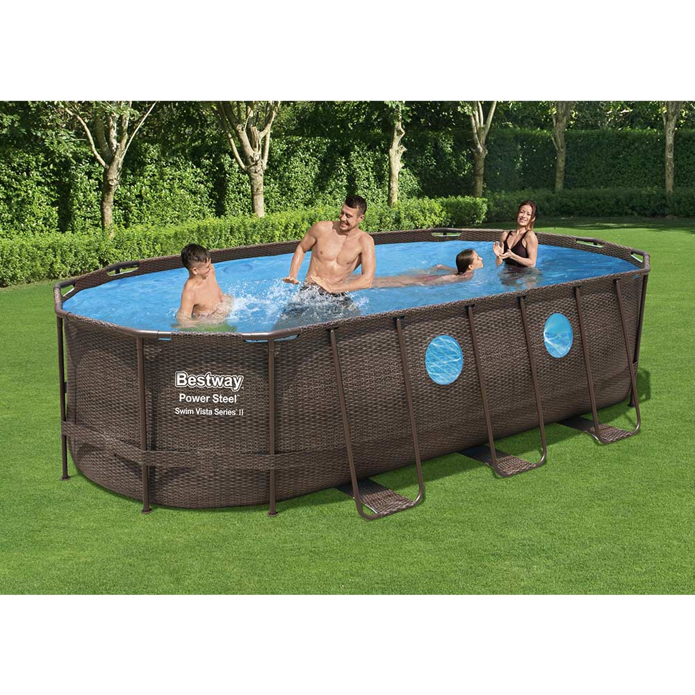 bestway 56719 power steel aufstellpool oval set 610x366x122 cm