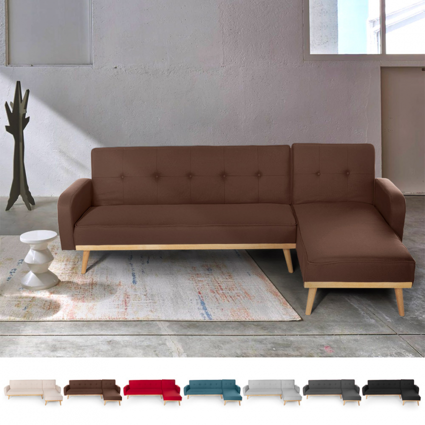 Divano letto angolare clic clac 3 posti penisola reclinabile scandinavo Palmas Misure Divano letto angolare clic clac 3 posti penisola reclinabile scandinavo Palmas Misure