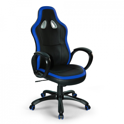 Poltrona gaming sedia ufficio ergonomica racing ecopelle Super Sport Ice Promozione