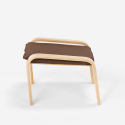Hocker Nordisches Design Pouf Fußhocker aus Stoff mit Holzbeinen Sylt 