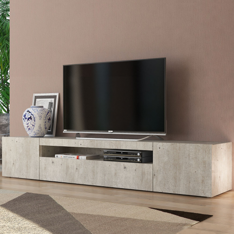 Design TV-Schrank mit Klappschubladen Türen 200cm Daiquiri Concrete L Aktion