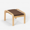 Hocker Nordisches Design Pouf Fußhocker aus Stoff mit Holzbeinen Sylt 