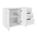 Buffet chambre et salon 2 portes 3 tiroirs coulissants moderne blanc Ping Side M Remises