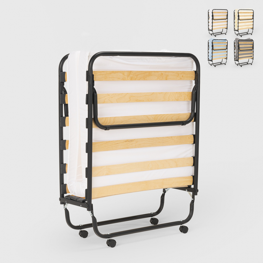 Lit pliant 80x180 avec matelas en microfibre et sommiers à lattes Apollo Remises Lit pliant 80x180 avec matelas en microfibre et sommiers à lattes Apollo Remises