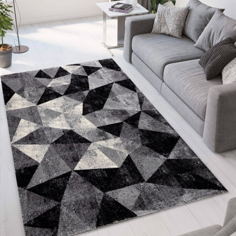 Tappeto design moderno geometrico rettangolare grigio nero Milano GRI011 Promozione