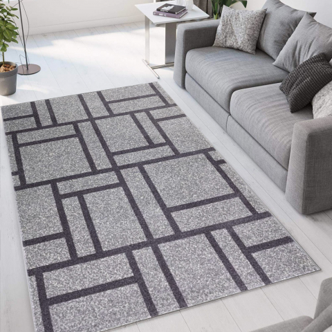 Tappeto moderno design geometrico rettangolare grigio nero Milano GRI015 Promozione