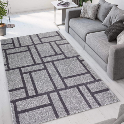 Teppich modernes Design Grau Schwarz rechteckig Milano GRI015