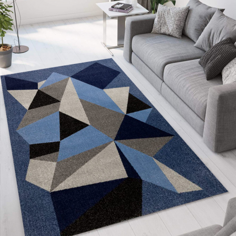 Tappeto soggiorno design geometrico moderno grigio blu Milano BLU016 Promozione