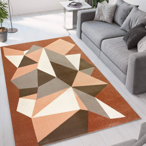 Tappeto moderno design geometrico rettangolare marrone grigio Milano GLO006 Promozione