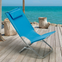 Chaise longue de plage jardin et camping en acier avec coussin Rodeo Lux Offre