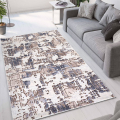 Tapis de salon design moderne à poils courts marron Double MAR005 Promotion